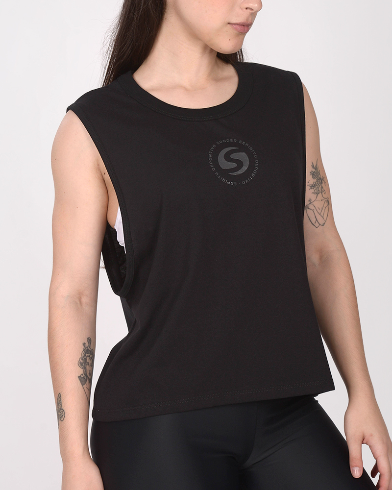 Sudadera corta de jersey negro