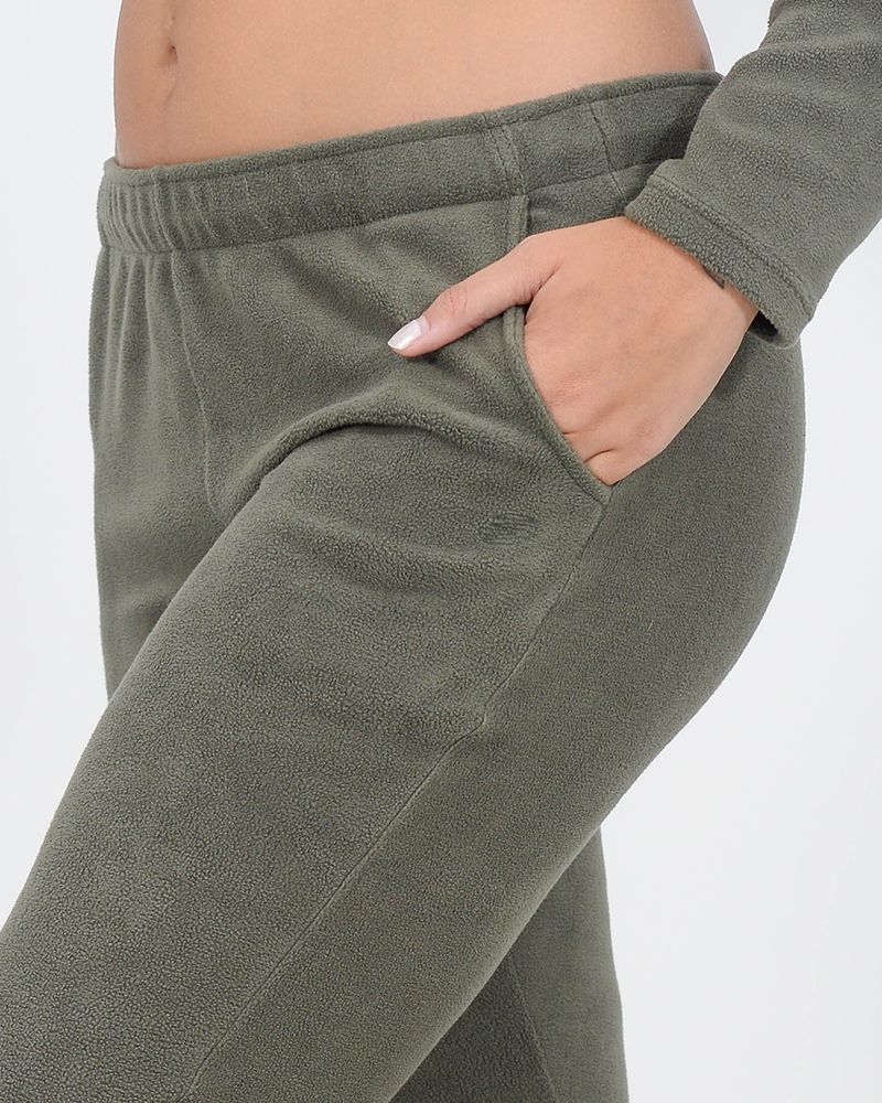 Pantal n chupin de micropolar verde militar