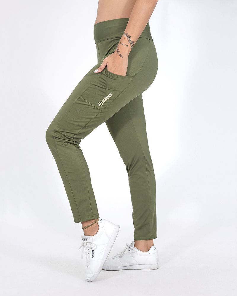 Pantalón de microfibra frisada verde cemento