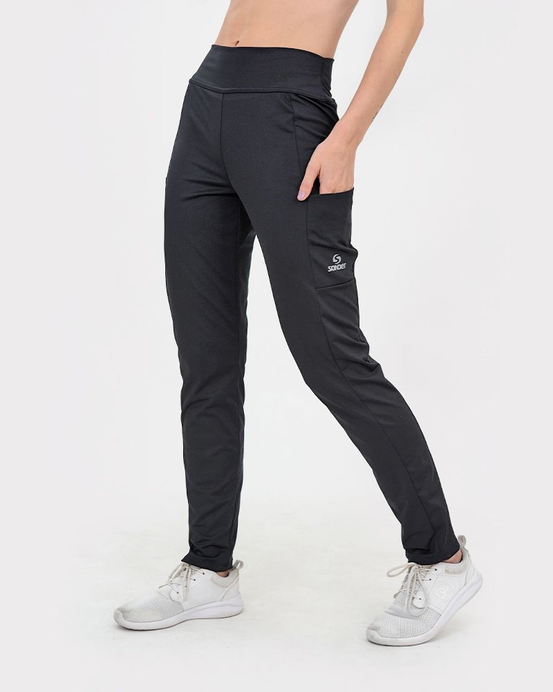 Pantalón de microfibra elastizada frisada negro