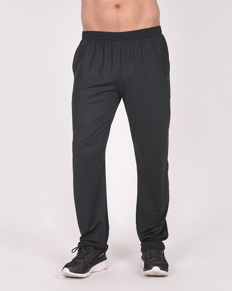 Pantalón recto de microfibra frisada negra