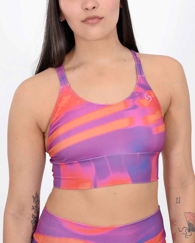 Top de LYCRA estampada tecno magenta