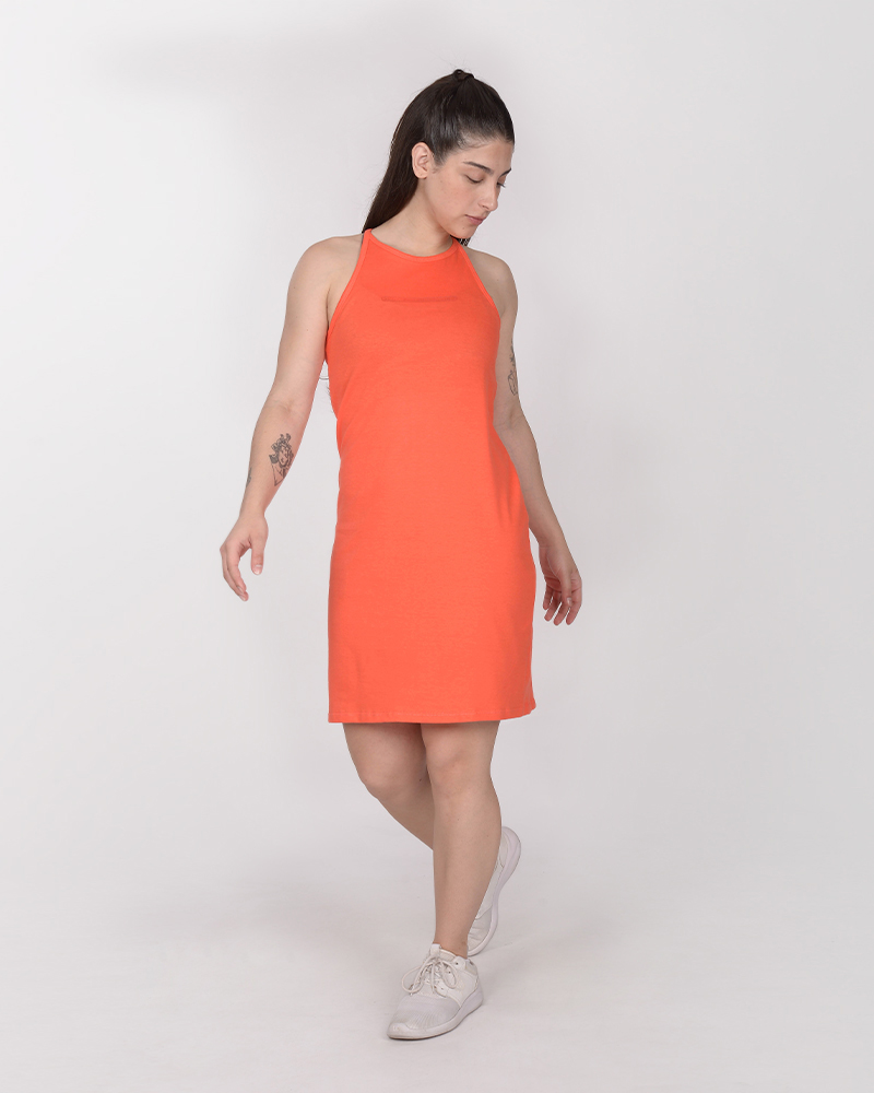 Vestido musculosa de jersey rojo coral