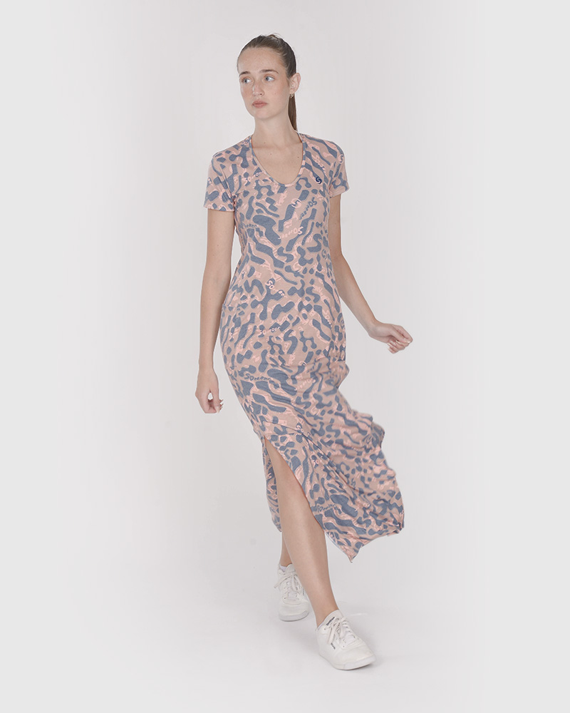 Vestido de jersey estampado Huella Azul con bolsillos