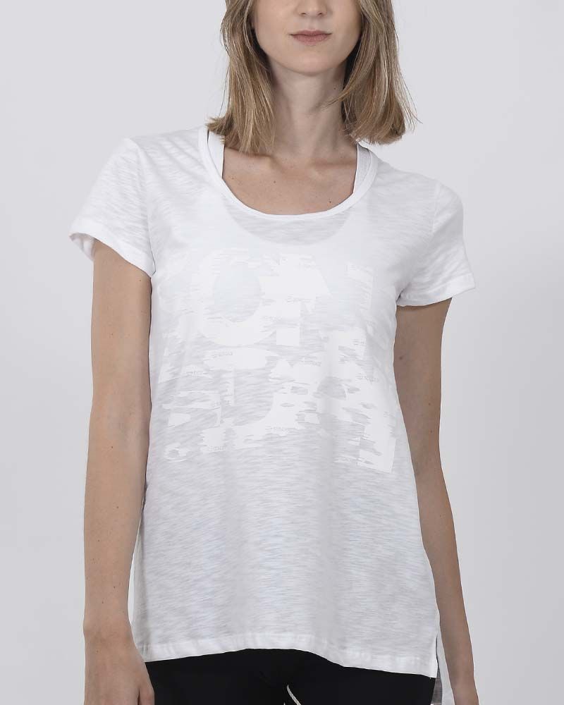 Remera larga de jersey blanca con estampa