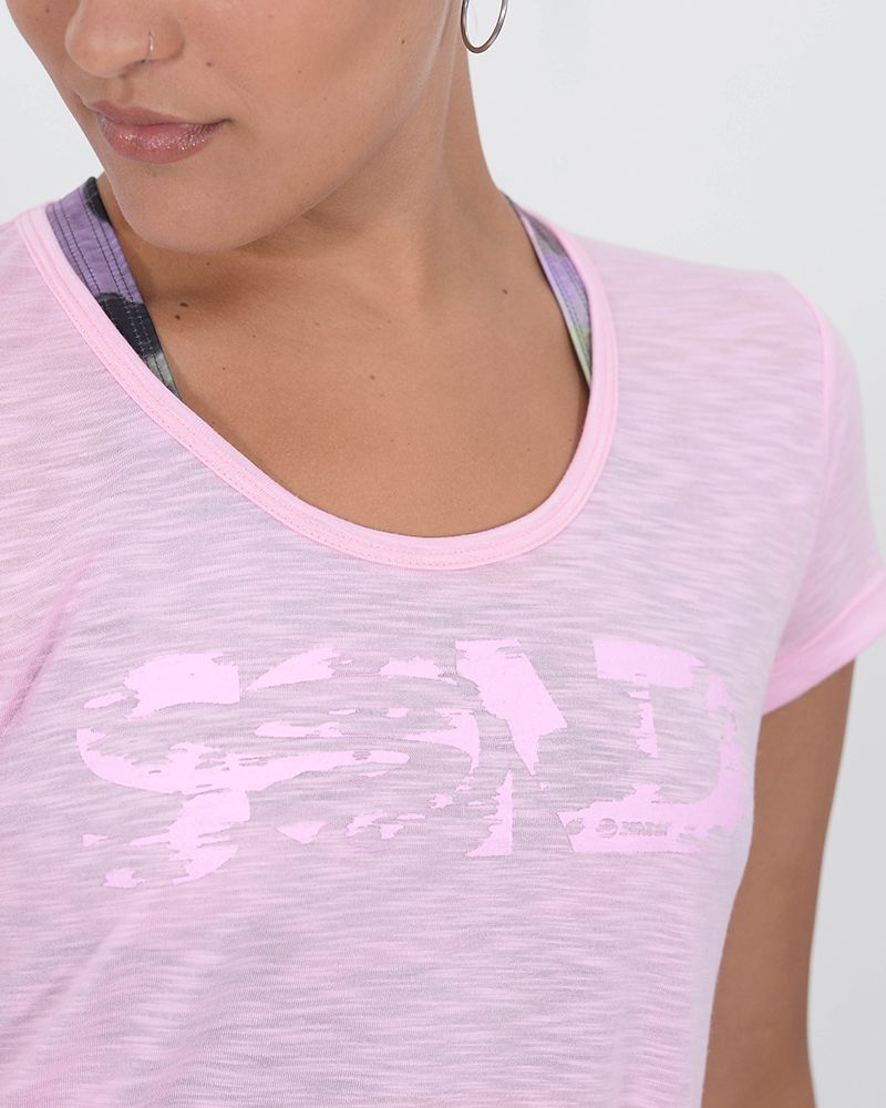 Remera larga evasé de jersey flamé rosa