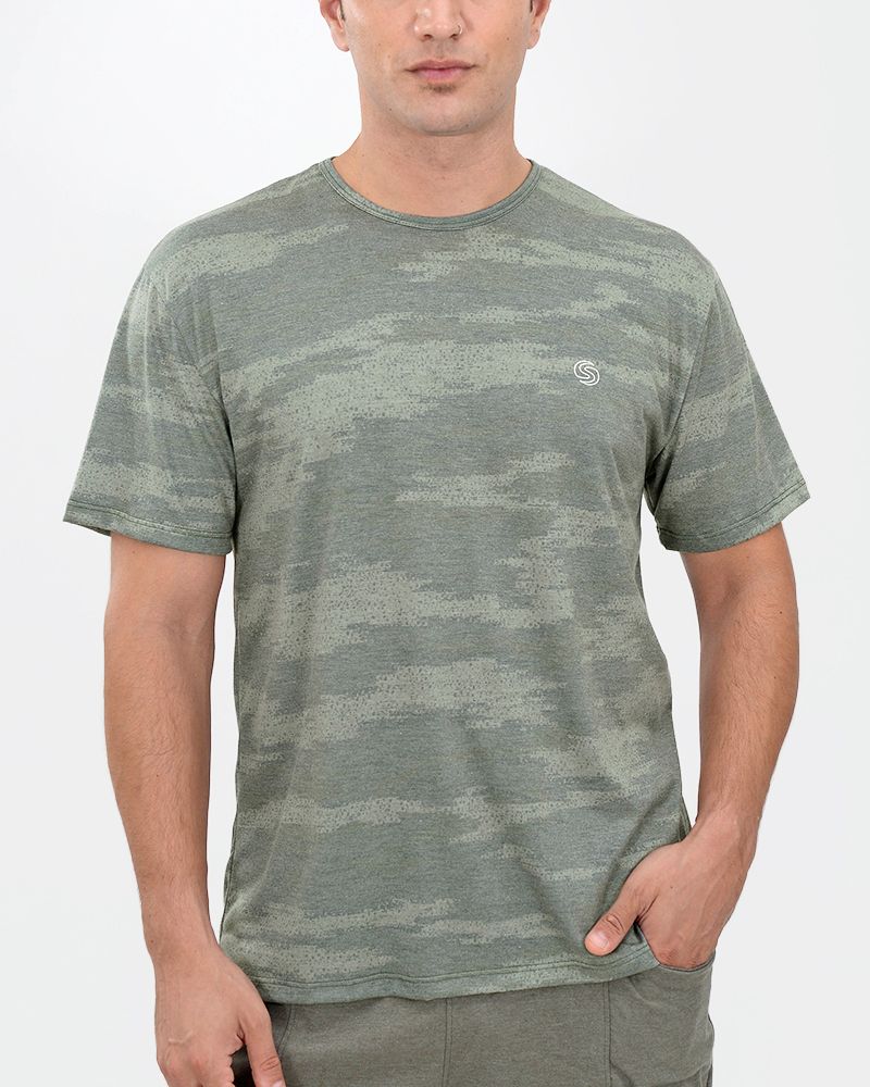 Remera de jersey estampado camo verde