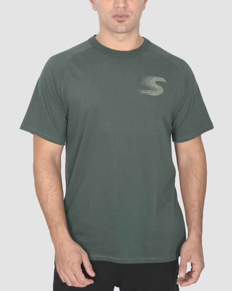 Remera de Jersey verde noche con estampa