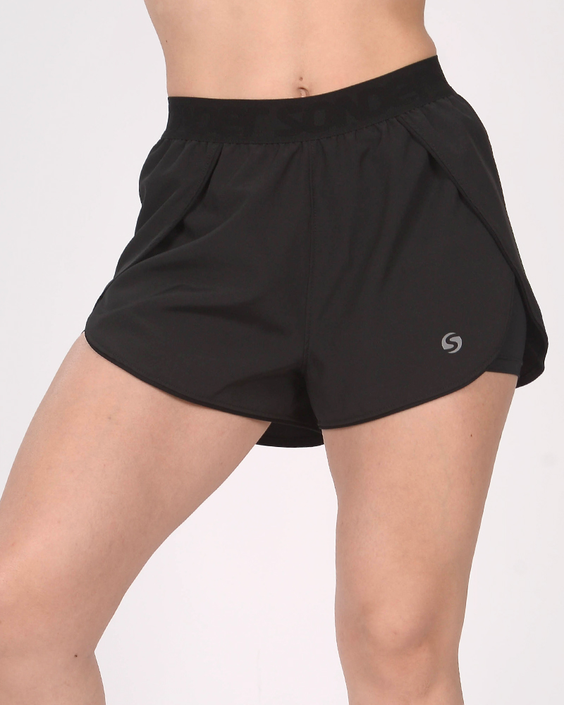 Short entrenamiento de microfibra negro con calza