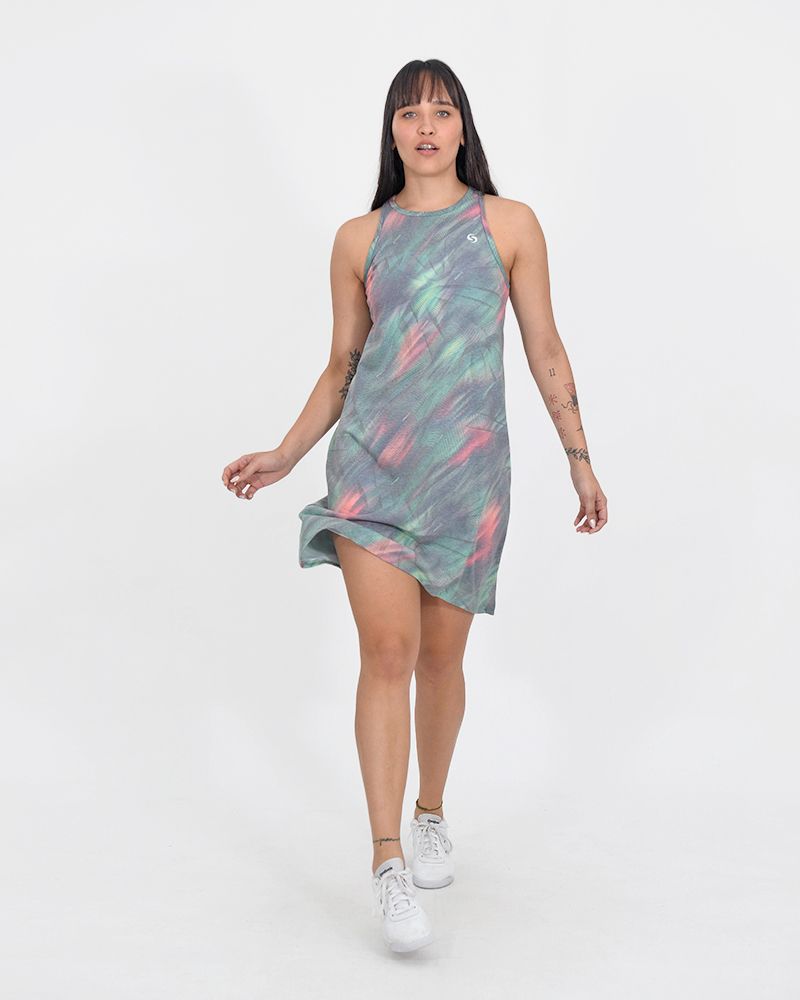 Vestido musculosa de jersey viscosa estampado selva