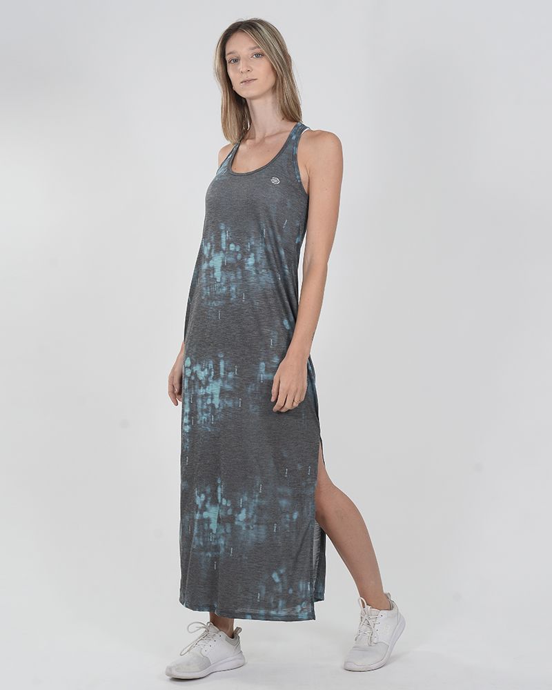 Vestido largo de jersey estampado batik