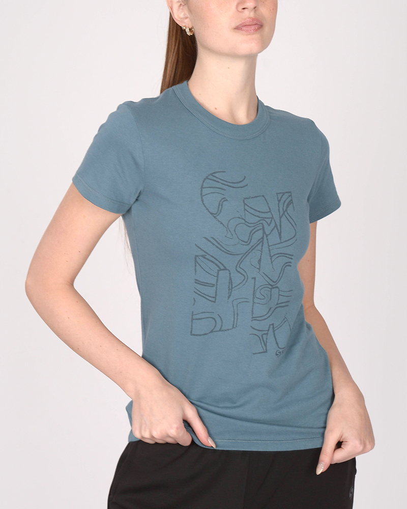 Remera de jersey azul marino claro con estampa