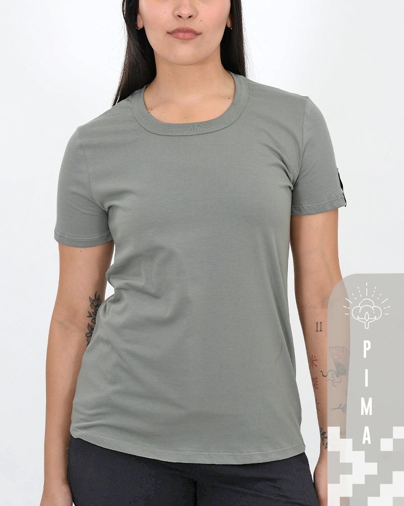 Remera de algodón pima verde cemento