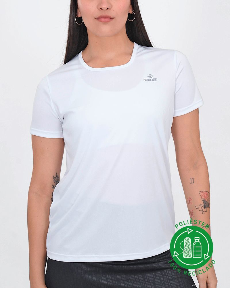 Remera clásica de poliéster reciclado blanca