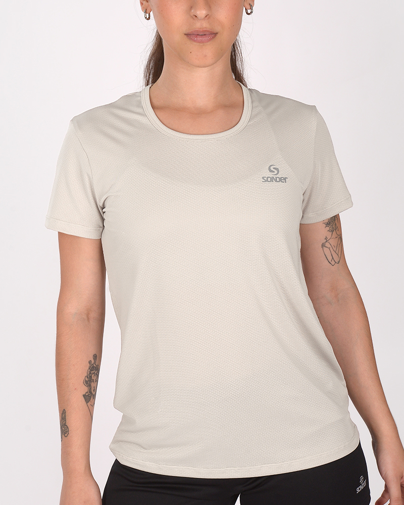 Remera clásica de poliéster tramado cemento