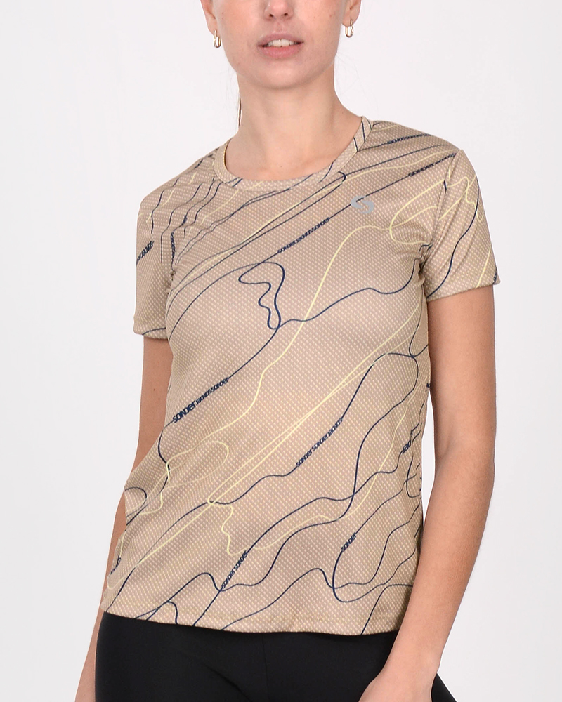 Remera de poliéster estampado Trazo Avellana