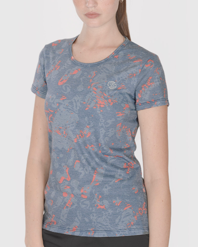 Remera de jersey estampado Senda Naranja