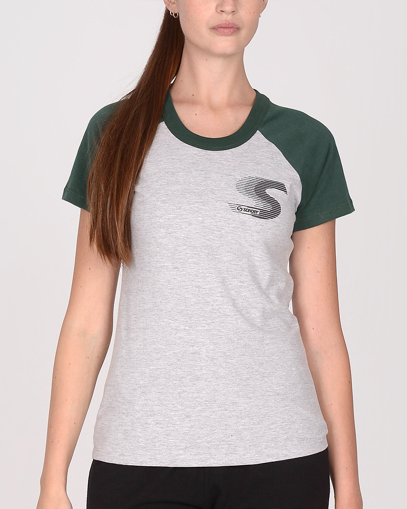 Remera clásica de Jersey combinada gris melange y verde noche