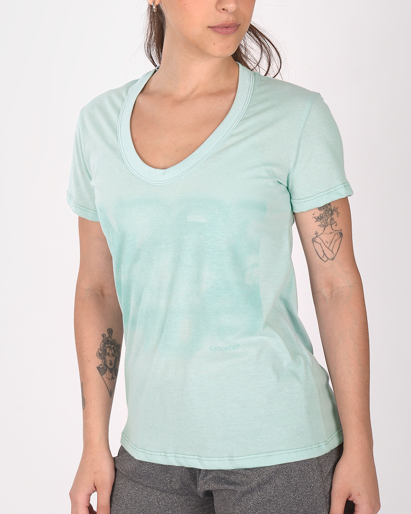 Remera clásica de jersey aqualino con estampa