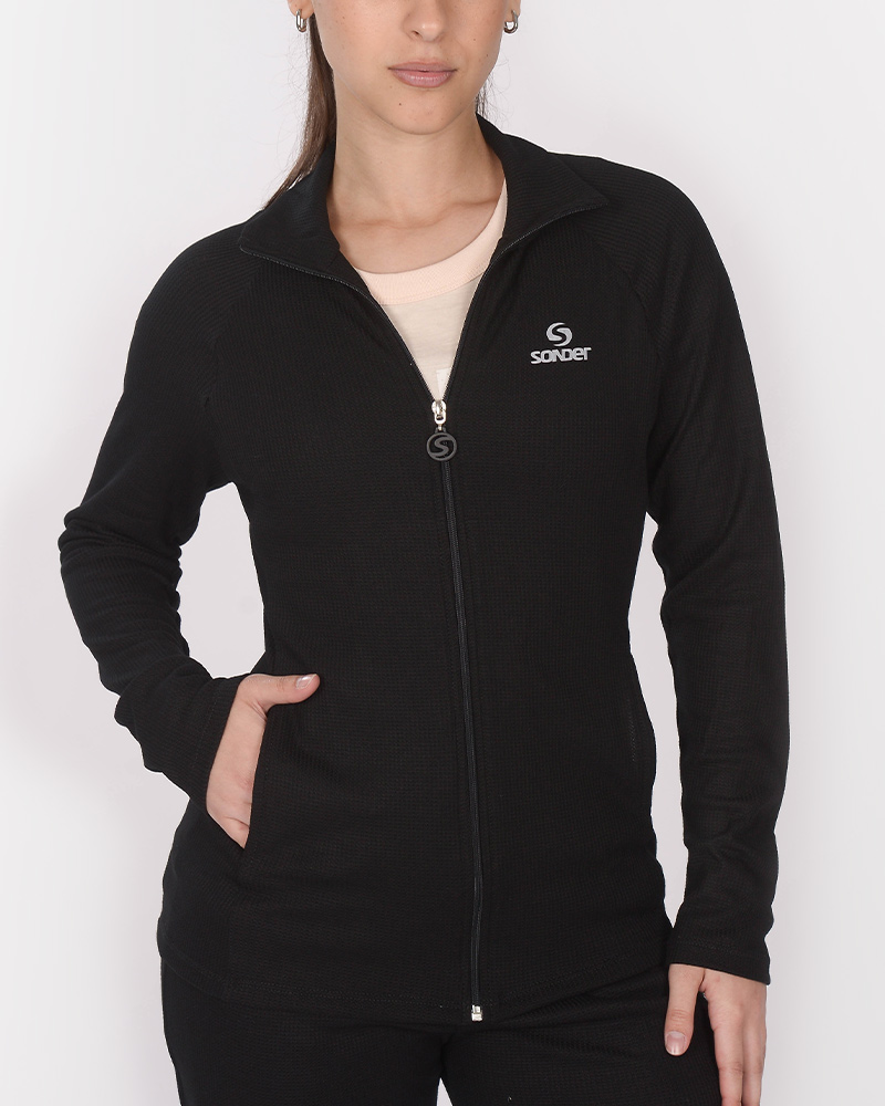 Campera entallada de waffle negro