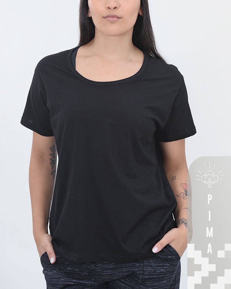 Remera suelta de algodón pima negro