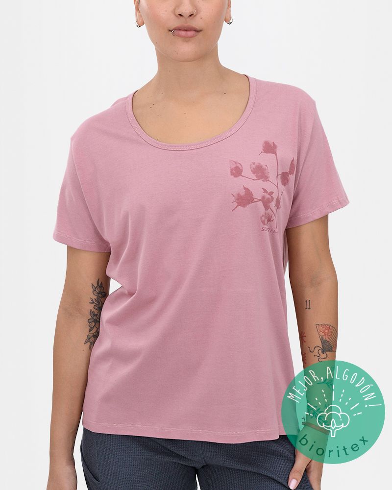 Remera corta y suelta de algodón BIORITEX rosa