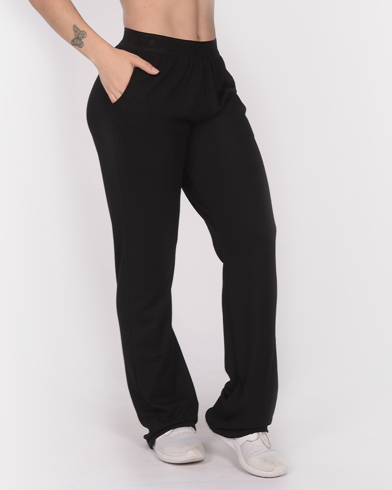 Pantalón recto de Waffle negro