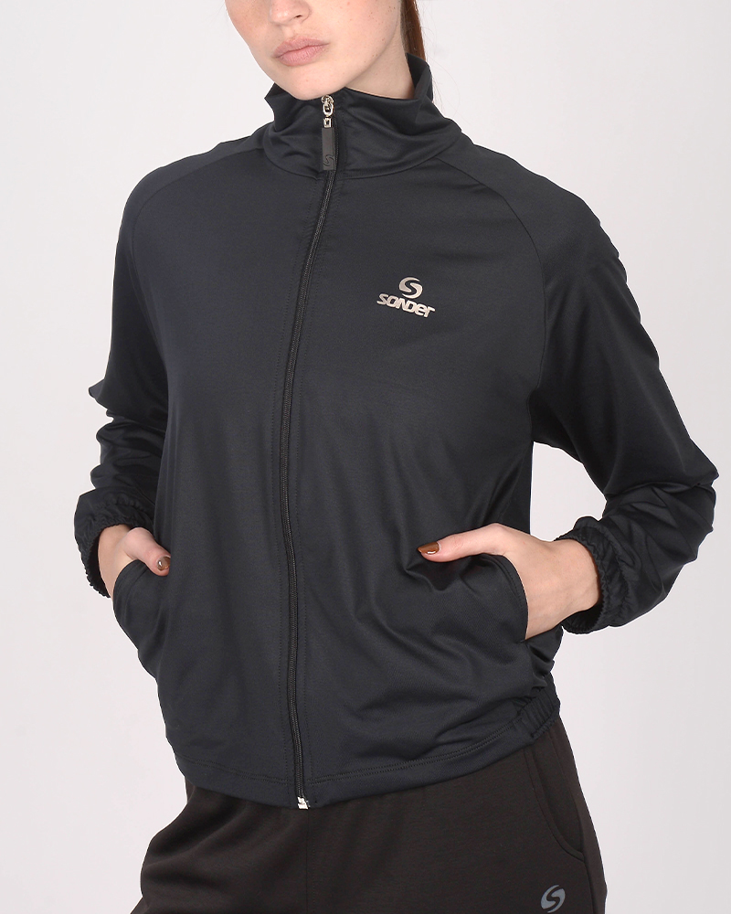 Campera holgada de microfibra frisada negra