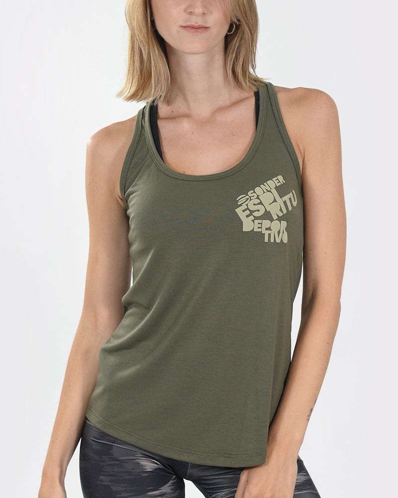 Musculosa suelta de jersey verde cemento