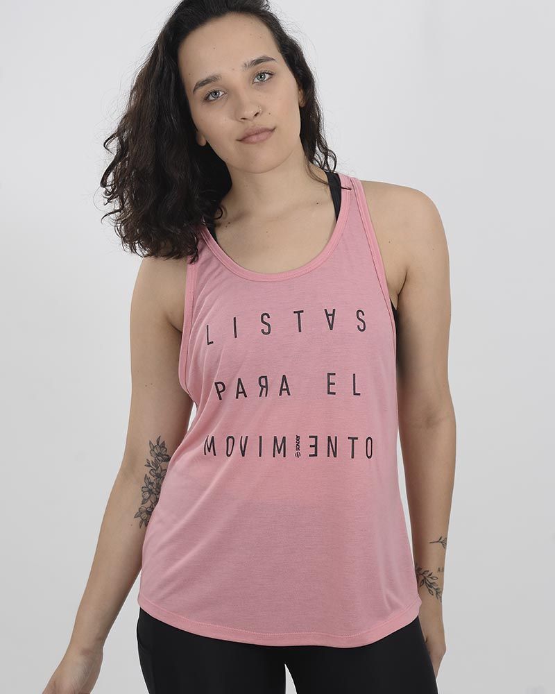 Musculosa de sisa cavada de jersey rosa