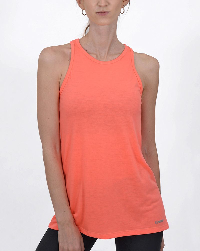 Musculosa escote americana de jersey viscosa coral flúo