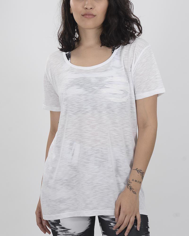 Remerón de jersey flamé blanco con estampa