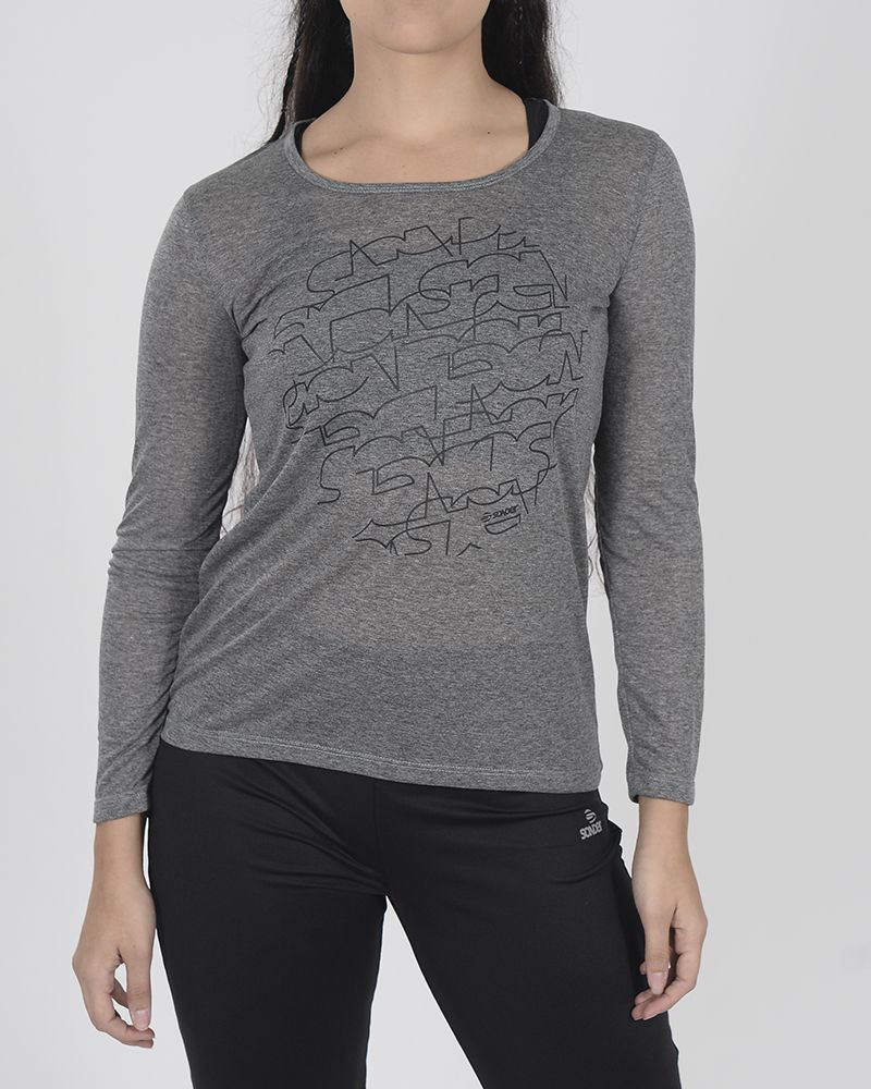 Remera larga de jersey gris  melange