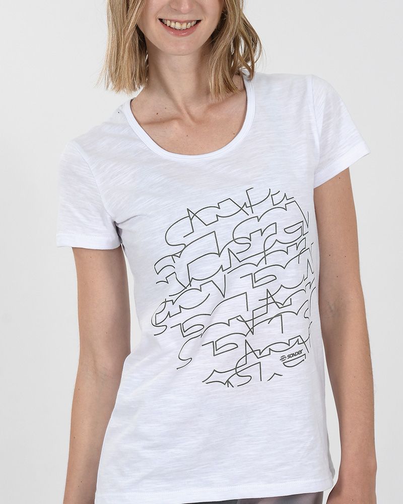 Remera larga de jersey blanca con estampa