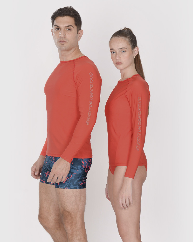 Remera unisex protección UV Rojo Coral
