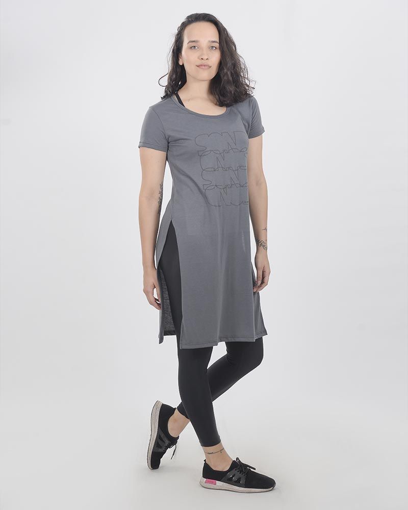 Maxi remera de jersey viscosa gris 