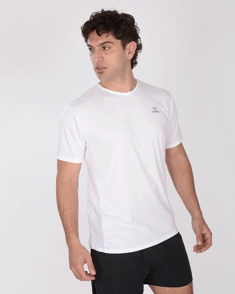 Remera entallada de poliéster Neodry blanco combinado